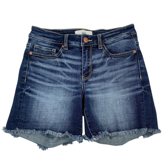 BKE Payton Jean Shorts Stretch Dark Wash Denim Blue Frayed Hem Women's 25 - Picture 1 of 9